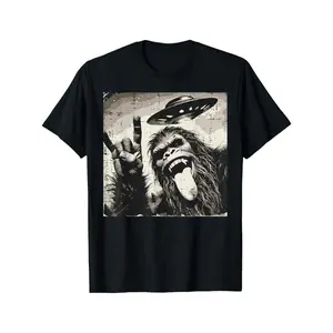 Big-Foot Rocker Tongue Ufo Selfie Sasquatch Rock Men T-Shirt, Graphic T Shirts For Men, Cotton