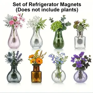 Mini Flower Vase Magnet Refrigerator Sticker, 3D Creative Glass Ornament, Miniature Realistic Flower Decoration, DIY Accessories, Diy Fridge Magnet, Flower Magnets