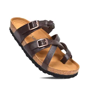 AEROTHOTIC | Sierra Cork Sandals for Women | Synthetic Leather | Adjustable Cross Split Toe Straps | Memory Foam | Non-Slip Sole