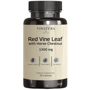VINATURA Red Vine Leaf Extract - Horse Chestnut, Support for Healthy Legs - Helps Blood Flow, Leg Circulation - 60 Capsules Healthcare Natural Supplement