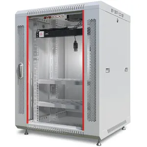 Sysracks 15U Wall Mount Server Rack Cabinet with Locking, 24-Inch Depth, Glass Door, 2 Brush Cable Entries, Network Enclosure for Electronics, Audio, Video & Data Racks