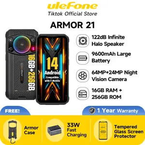 ARMOR 21 -Unlocked Rugged Cellphone ,6.58" FHD+ 120Hz display, 122dB Loudest Speaker, 16GB RAM(8GB+8GB virtual RAM) + 256GB ROM,64MP Main Cam + 24MP Night Vision Camera ，9600mAh, IP68 Dual SIM,Helio G99, Android 13 , IR Blaster/NFC/Dock Charging