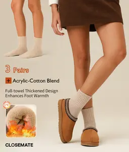 CLOSEMATE Thermal Socks for Women Winter Warm Crew Boot Socks 3 Pairs Anklesock Casual