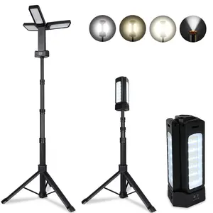 CuLiDing Rechargeable LED Work Light with Stand 74.8" Tall, Cordless Portable Camping Light, 3000K/5000/6500K Dimmable with Deta