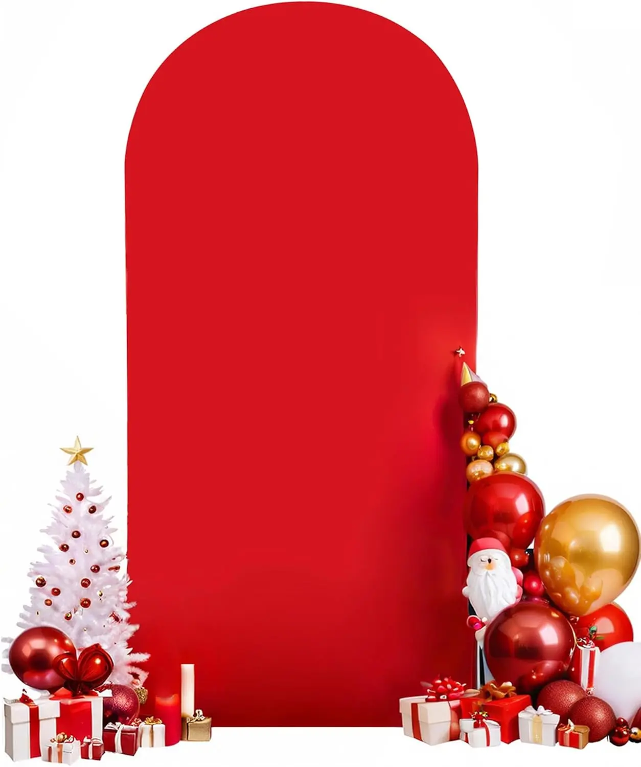 Red Arch Cover 7.2 ft (No Arch Stand), Spandex Wedding Balloon Stretchy Arch Backdrop for Christmas, New Year, Valentine's Day,,, Birthday, Baby Shower, Anniversary Decoration