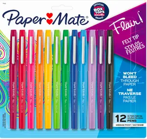 Flair Felt Tip Pens, Medium Point (0.7mm), Assorted Colors, (Pack of 12, 144 Count Total)
