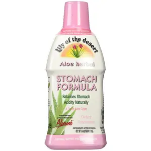 The Desert Stomach Formula, Organic Aloe Vera Juice with Slippery Elm, Chamomile, Peppermint, and Ginger for Gut Health, Acid Reflux, Heartburn Relief, 32 Oz