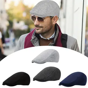 4 Pieces Newsboy Men's Hat Newsboy Cap Flat Cap Soft Stretch Fit Men Cap Cabbie Hunting Cap for Men Outdoor Daily Use