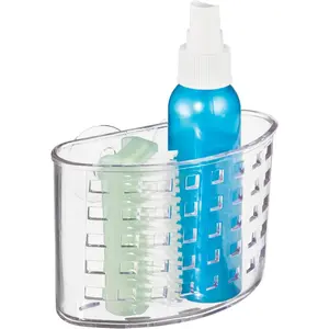 Suction Cup Shower Caddy Basket - Bathroom Storage Organizer - Clear - Made in USA
