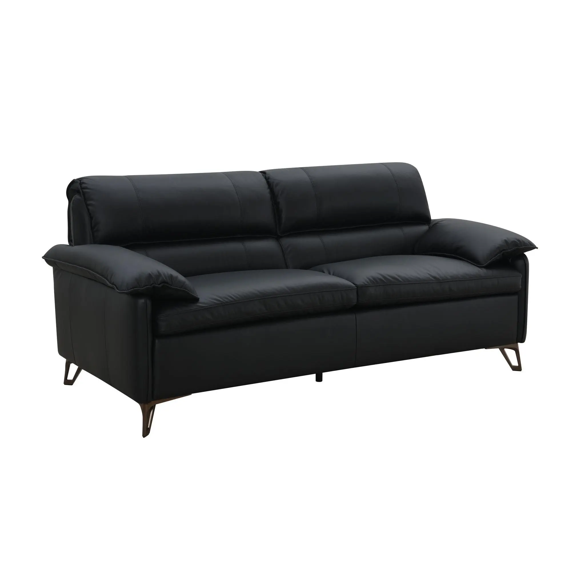 Eilene - Top Grain Leather Loveseat - Black