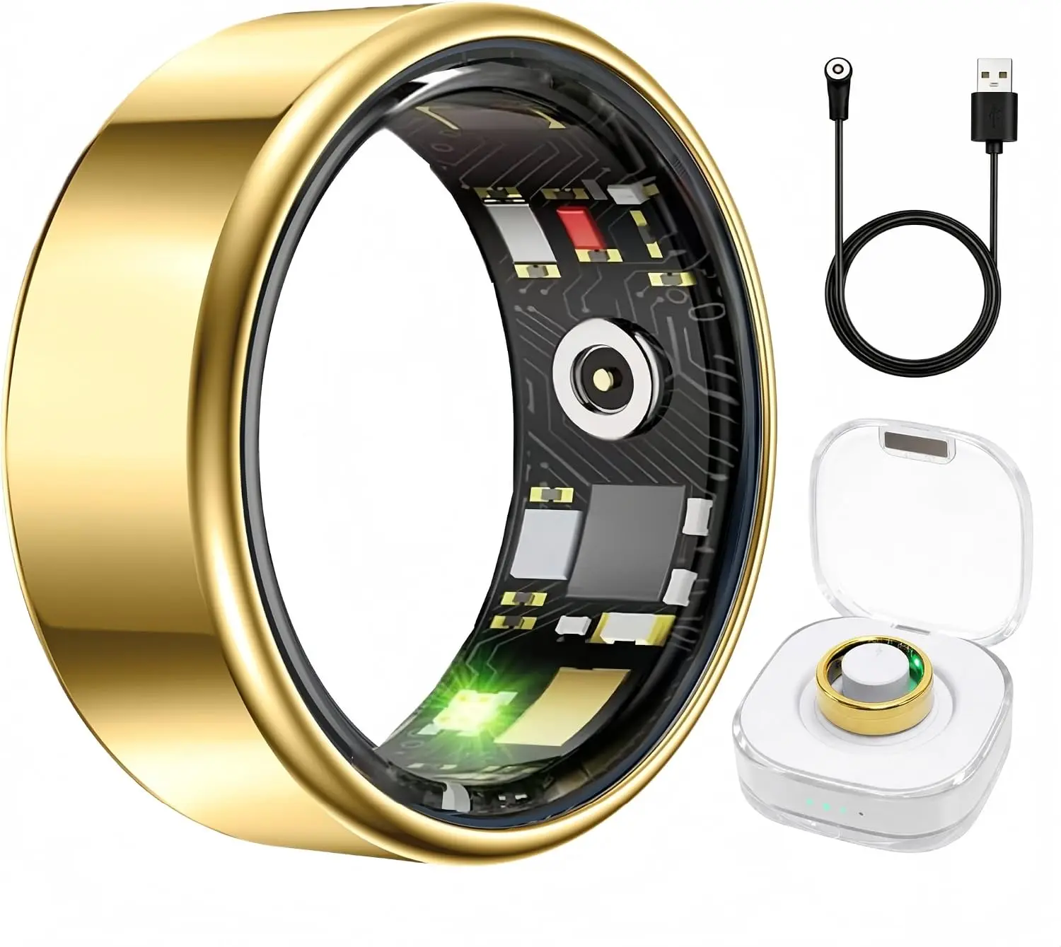 2026  Stylish Smart Ring for Men Women, Sleep Stress Activity Blood Oxygen Monitor, IP68 Water Resistant Wearable, Long Lasting Rechargeable No Fees, Must Have Fitness Gadget, iOS Android, Lightweight Daily Wellness Activity Ring, for Phones Electronics