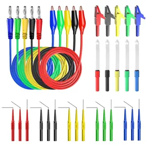 Probe Kit 30 Count Banana Plug to Copper Clip Automotive Test Leads Set with 15 Count 30V Probe Pins for Repairing Diagnostic 5 Colors