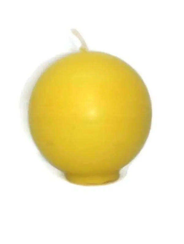 Pure Natural Organic Golden Yellow Beeswax Sphere Circle Pillar Candles 2.5" 4.6oz. Decor Unscented Decoration Ornaments