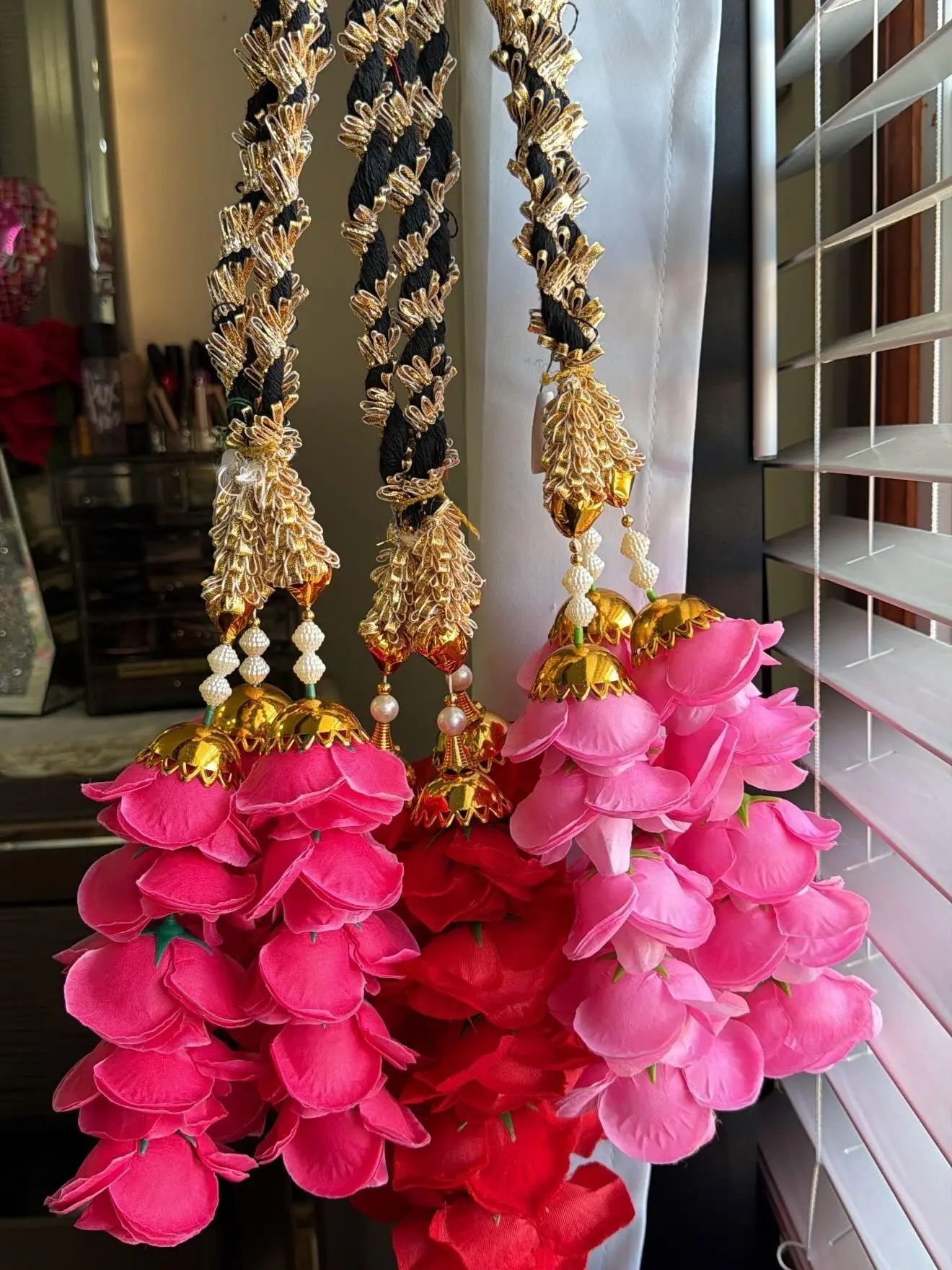 Bridal Floral Paranda | Punjabi Hair Accessory | Wedding & Party Braid Tassel (3 Colors)