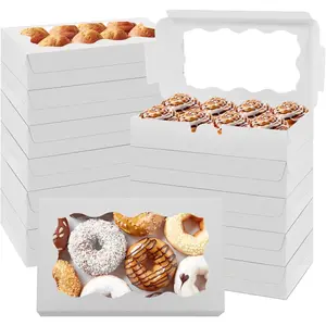 60 count Cookie Boxes Pastry Boxes with Clear Window 7 x 4.3 x 1.5 Inch  Bakery  Boxes   Box Container for Dessert, Pie, Candy (White)