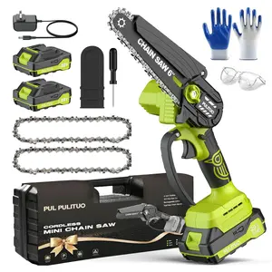 【Father's Day Gift】PULITUO 6-Inch Cordless Mini Portable Chainsaw, Electric Wood Cutting Saw with Gloves & Safety Goggles, Ideal for Pruning & Gardening, Suitable for Seniors Holiday Gifts