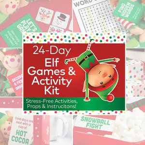 Christmas Elf Games & Activity Kit with Instructions for 24 Days