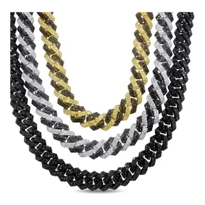 ②①Iced Out 15mm 2-Tone Prong Cuban Link Chain