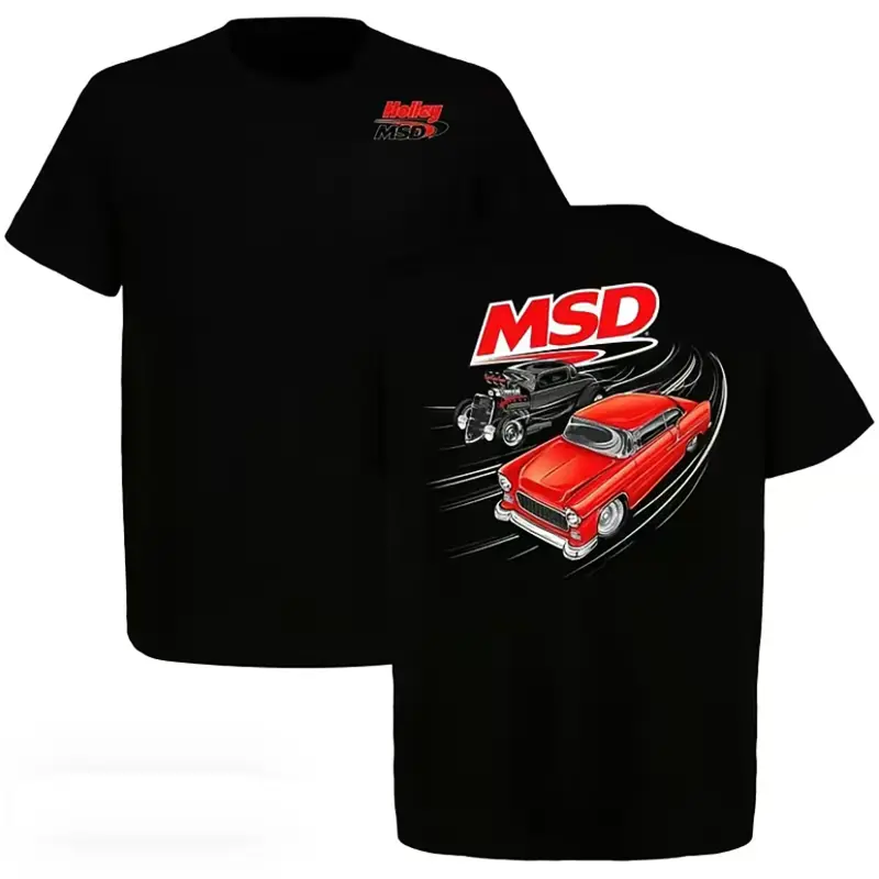 Cotton - Vintage MSD Holley Racing Graphic Tee, Classic Muscle Car Parts Shirt, Garage Street Racer Apparel for Car Enthusiasts, Retro Automotive Gift for MenOversizedTee UnisexTshirt