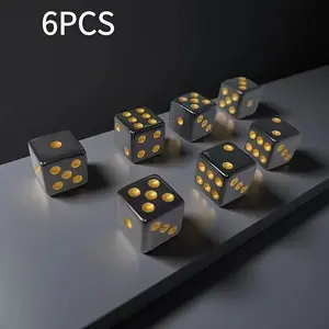 6pcs Dices with Numbers 1-6, Classic Acrylic Board Game Pieces, Family Party Favor & Gift, Wargame Playing Dice, Gaming Dice Set