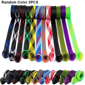 Random Color Fishing Rod Cover, 3 Counts Colorful Fishing Rod Protector, Cover Braided Mesh Rod Protector Pole Gloves Fishing Tools, Outdoor Multifunctional Fishing Accessories, Fishing Gear Accessories for Fishing Enthusiasts.