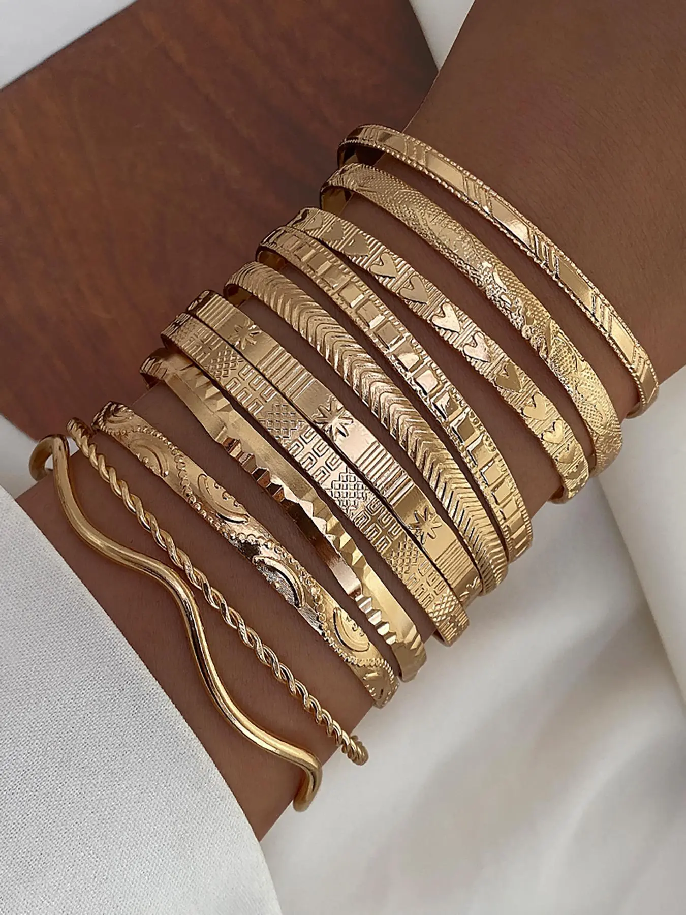 Mixed Style Adjustable Cuff Bangle, Fashionable Jewelry Accessories for Women & Girls, Trendy All-match & Exquisite Jewelry for Birthday Gift, Trendy Stack Bangle, Trendy Bangles, Bracelets Stack