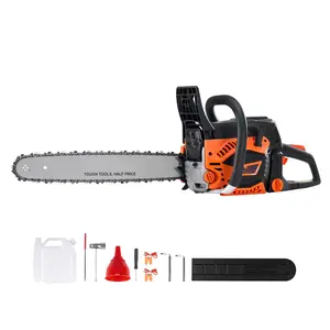 52CC Gas Chainsaw 18-Inch Bar, Gasoline Powered Wood Cutting Engine For Home, Farm, And Land Maintenance; Yet Durable Portable Chain Saw For Firewood, Tree Felling, Pruning, Limb Removal; Easy Start, Low Vibration Handle
