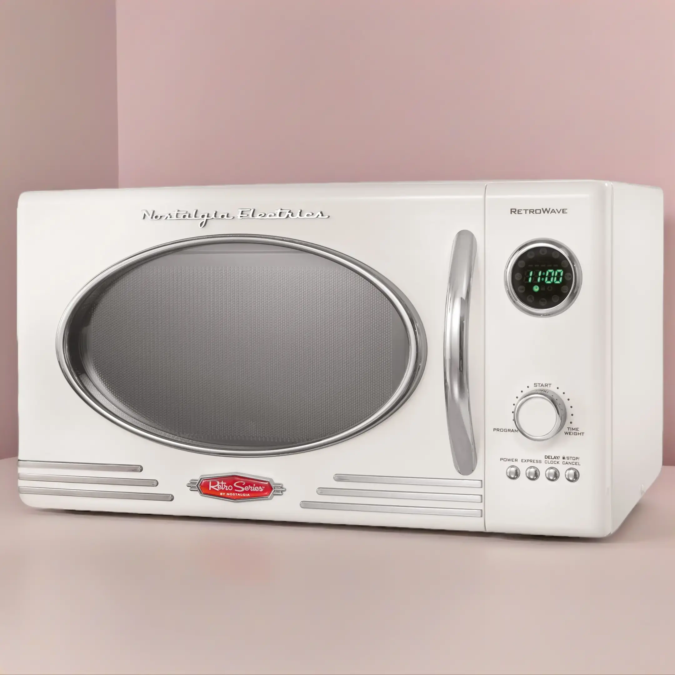Retro 0.9 Cubic Foot 800-Watt Countertop Microwave Oven - Ivory, RMO4IVY