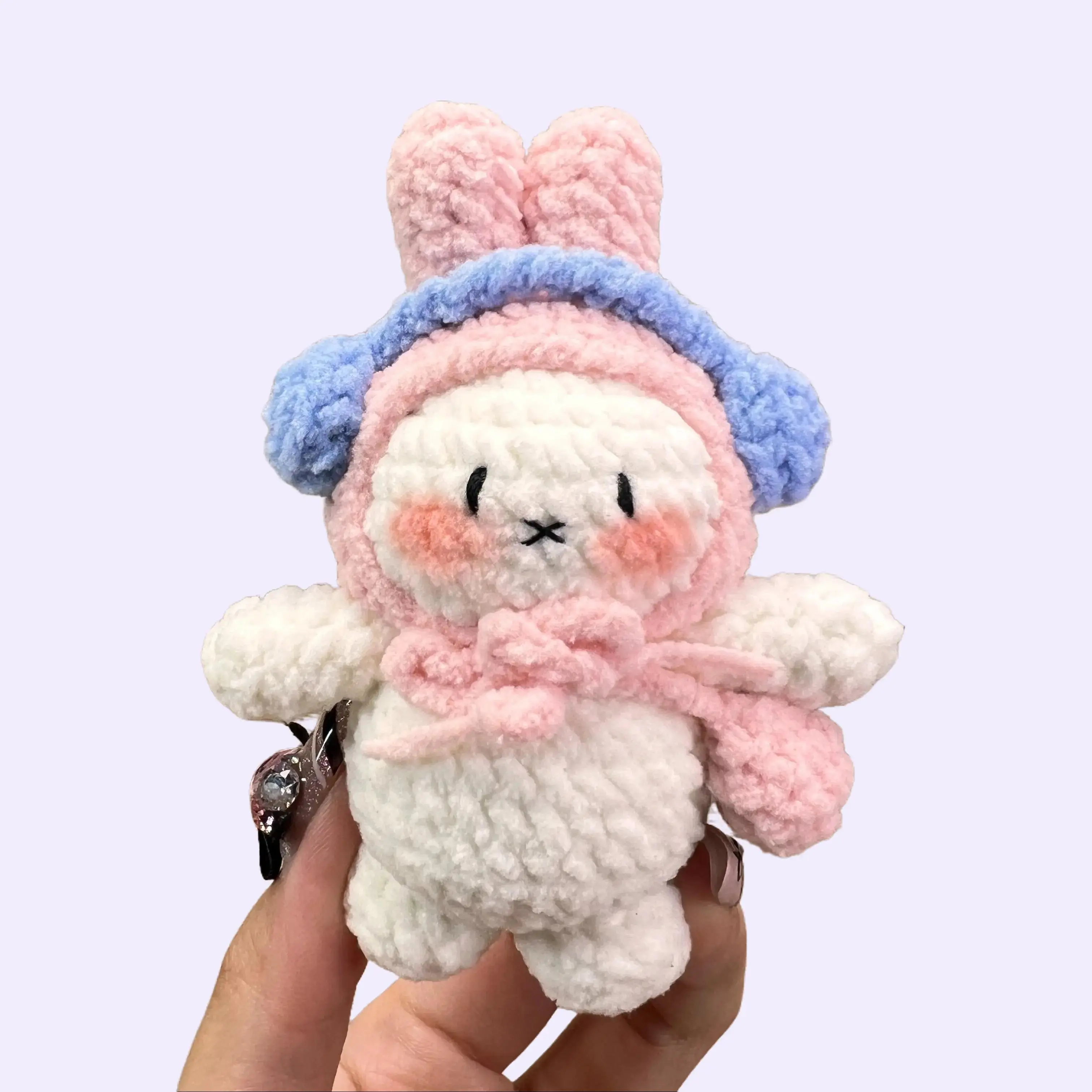 Handmade Amigurumi Crochet Miffy Bunny with Headphones Plushie