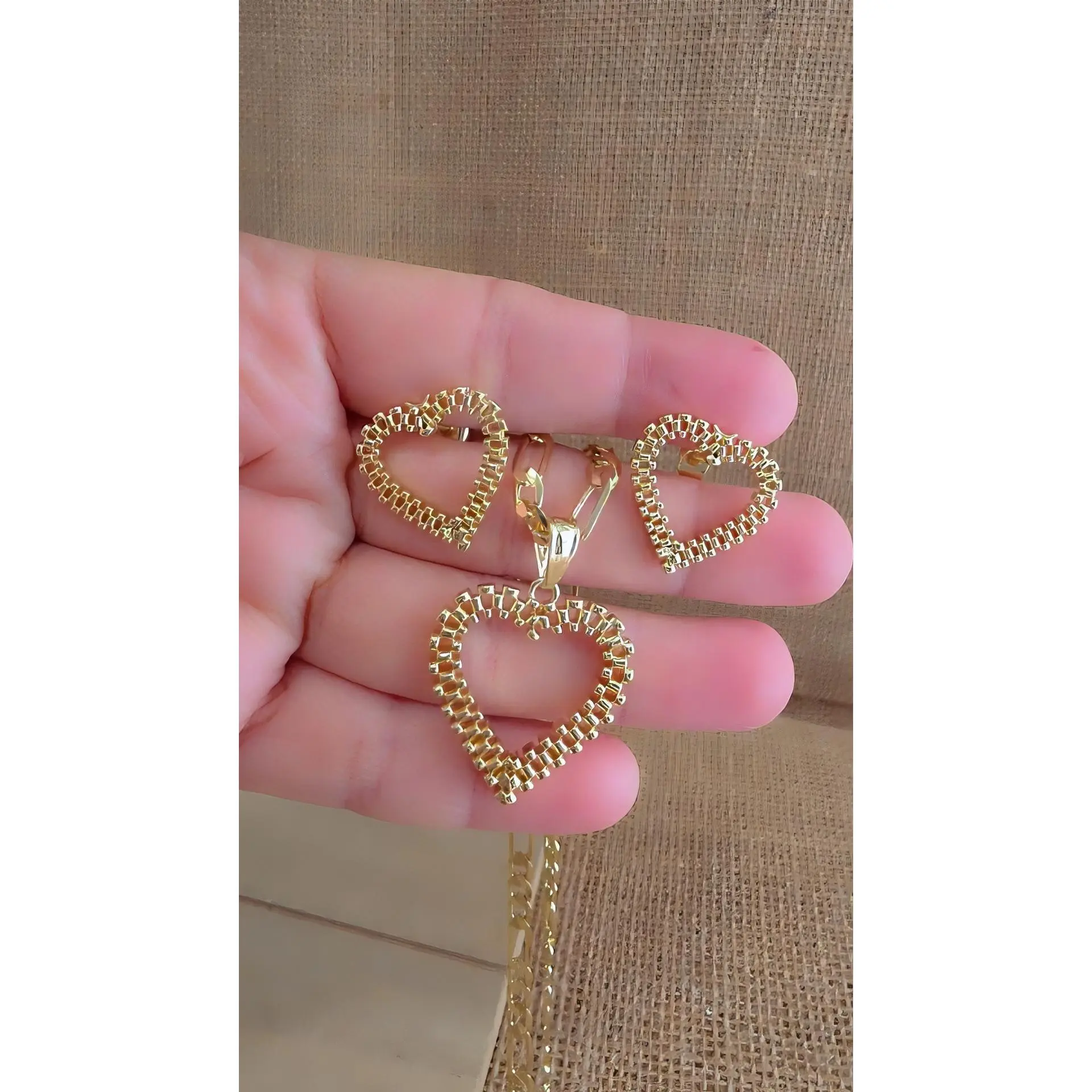Heart 14kg Gold Plated Necklace with Chain Design
