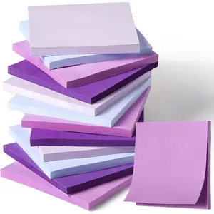 12 Pads Purple Sticky Notes 3''x3'', Self Stick Notes Pads Purple Office Supplies,  Aesthetic School Accessories 50 Sheets/pad