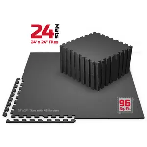 FitRx Pro Mat Exercise Mat, 24-Pack Interlocking Foam Floor Tiles for Home Gym Workout Mat, 96 sq. ft.