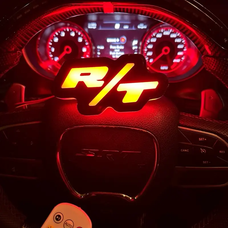 R/T LED Emblem Badge for Front Grille - Illuminated Design for Enhanced Vehicle Styling