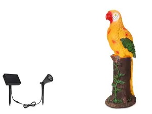 Yellow Parrot Statue with High-Power Solar Spotlight