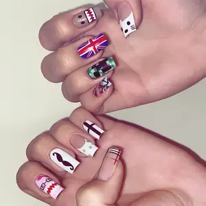Cute Mixed Character Nails | UK Flag & Cartoon Nail Art Inspo | Y2K Mismatched Press On Nail