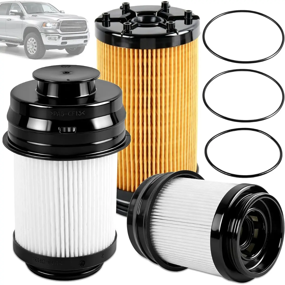 Fuel Filter & Water Separator Kit Fits 2025-2026 Ram 2500/3500/4500/5500 6.7L Cummins Diesel – Replaces 68677800AA & 68677810AA, Includes Oil Filter, 3-Pack
