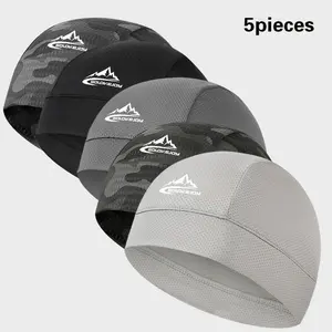 5pcs Breathable Cycling Skull Cap UPF50+ Quick Dry Ice Silk Helmet Liner Hat for Men Women Running Biking Hiking Outdoor Sun Protection Sweatproof Stretch Lightweight Summer Cap