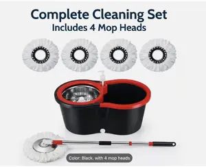 360° Spinning Mop Kit with 2 Microfiber Mop Heads, a Spinning Mop Bucket System