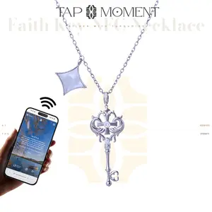 TapMoment Bible Verse Key Necklace with Cross & NFC Chip,Tap or Scan to Read Scripture on Phone,Smart Jewelry for Daily Bible Reading and Faith Inspiration,Blessing Gift for Christian,Christian Valentine’s Day Gift