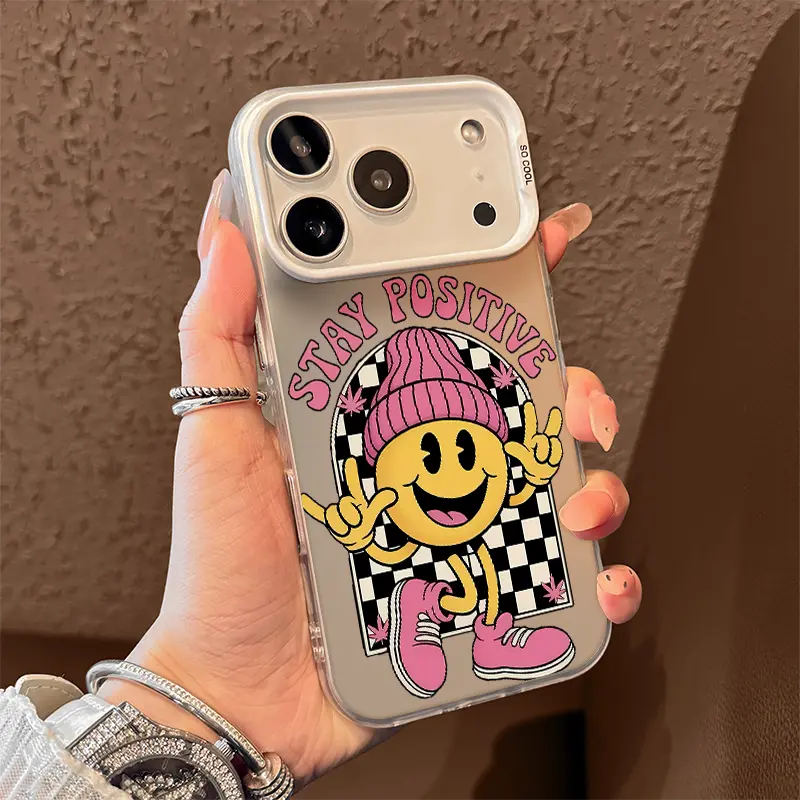 Trendy Smiley Vibe Phone Case for iPhone 17 AIR 17 PRO 16 PRO 15  PRO MAX  14 PLUS 13 PRO 12 11 PRO XS MAX X XR Samsung Galaxy S25 Ultra S24 S23 S22 Plus  series(anti-drop hard shell) shockproof mobilephone protective cover