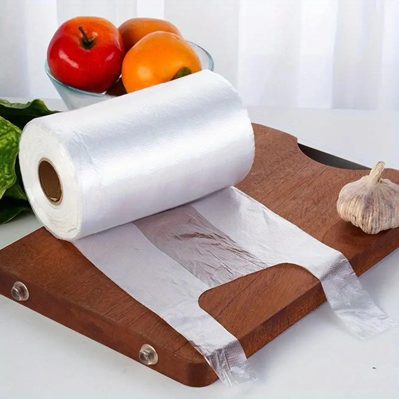 100pcs Plastic Bags - Reusable, Durable, Leak-Proof Food Packaging, Clear Food Storage for Supermarkets, Markets, Convenience Stores & Fruit Shops - Food Contact Safe, Market Packaging, Transparent Packaging, Durable Packaging, Resealable Packaging