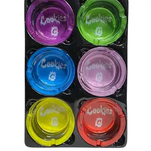 Fashion Glass Ashtray (6 Pieces), Cookie Motif Home Supplies Lighter Accessory with Smooth Finish, Durable Easy Cleaning Design for Home Decoration & Gift