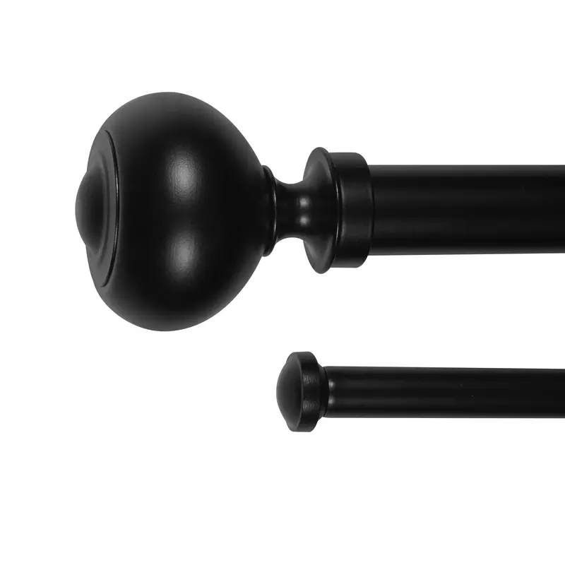 Dwell Smart 1" Double Curtain Rod with Urm Finials - 28''- 48'', 48"-84", 84"-120" (Sand Nickel, Oil-Rubbed Bronze, Black)