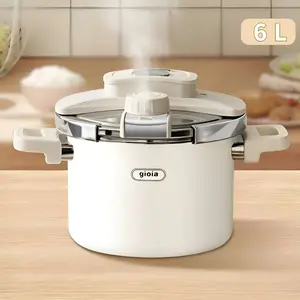 High-Value Anti-Explosion Pressure Cooker, Enamel Coating, 6L Capacity, Universal Gas & Induction Use, 15 Safety Features, Stainless Steel Cooker