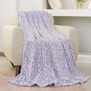 Flannel Throw Microfiber with 3D Cheetah,60"X80",Purple
