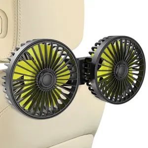 Car Fan for Backseat kids, Dual Head USB Car Seat Fans, 360° Rotatable Strong Wind Rear Headrest CarFan for Baby, Air Circulation Fan with Adjustable Clip for Vehicles SUV RV