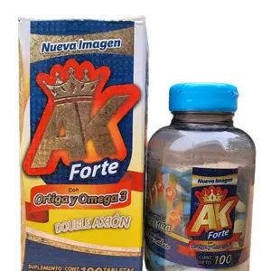 Ak Forte Ortiga y Omega 3 Double Axion 400mg 100 Tablets Dietary Supplement Effective Formula Ethically Sourced Vitamin