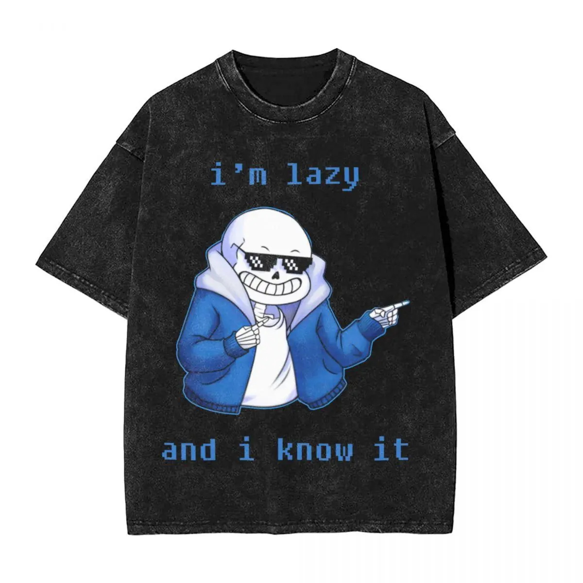 Washed T Shirts Sans Undertale Hip Hop Vintage T-Shirt High Street Streetwear Short Sleeve Summer Tops 5Tee Shirt Men Women