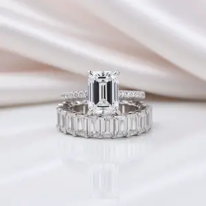 Emerald Cut Engagement Ring and Wedding Band