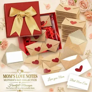 DIY Mother's Day Love Note Kit - 60 Reasons Why I Love You - Meaningful Gift for Mom & Grandma - "Open When" Notes with Premium Gift Box Themed Gift Box Beautiful Gift Box